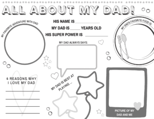 All about My Dad Coloring Sheet
