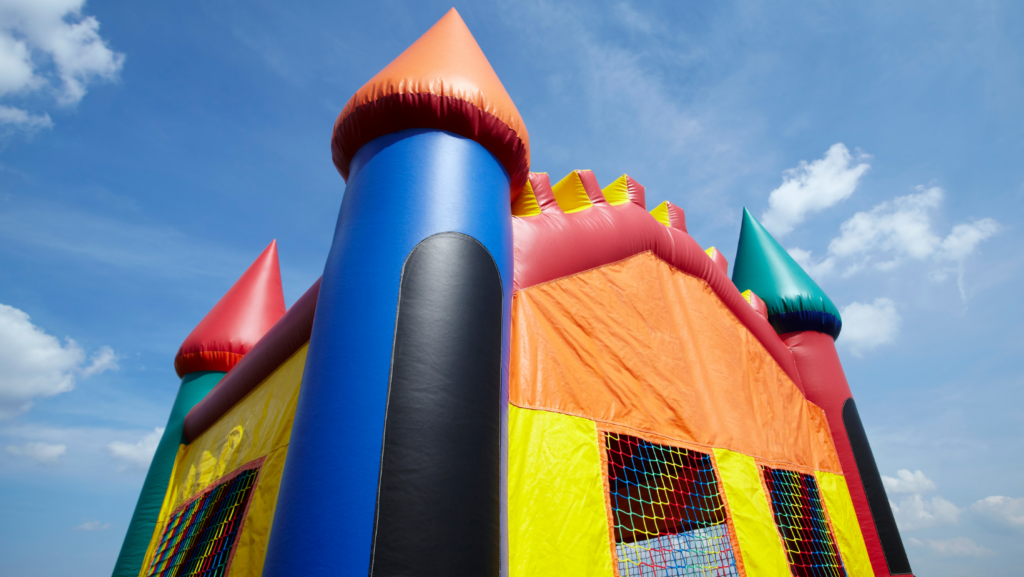 Bouncy house on lawn