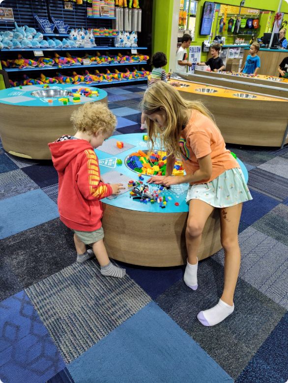 Children building together at Cowabunga’s Creation Station